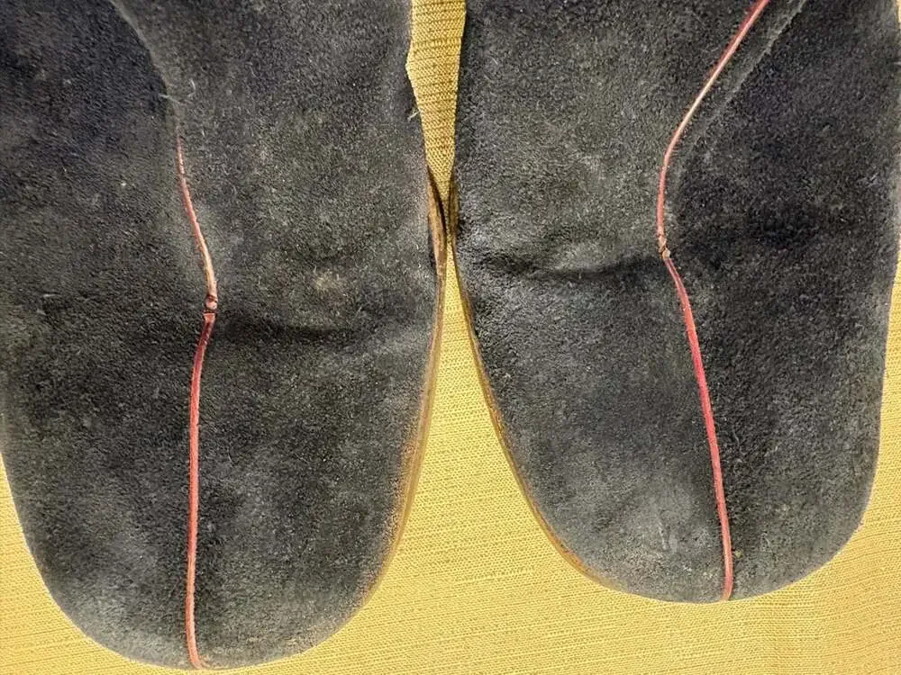 Vintage Suede Ankle Boots Blue with Piping, mens
